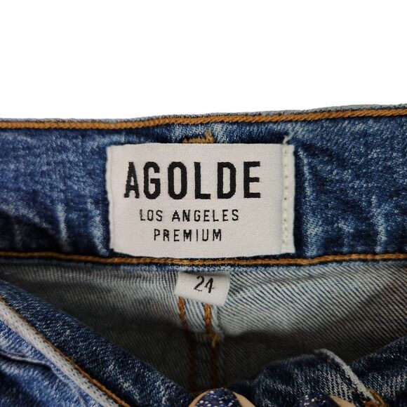 AGOLDE Jeans Womens 24 Blue Sophie High Rise Distressed Skinny Jeans Stretch - Picture 3 of 9